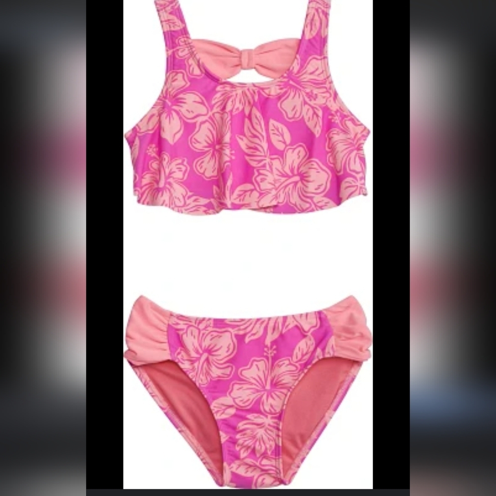 Floral Tropical 2 Piece Bikini with Bow by O'Rageous